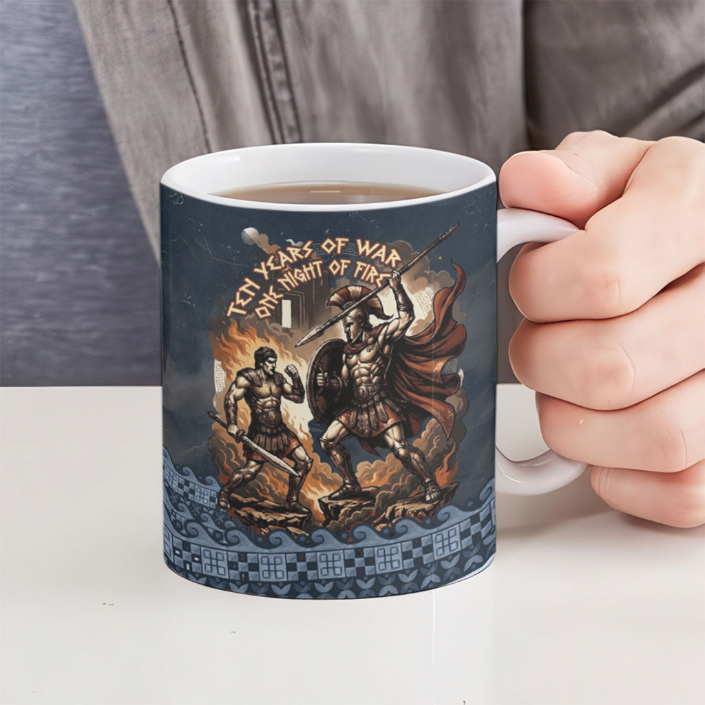 Trojan War Glory Outlives Warrior Ceramic Mug Spartan Achilles Warrior Battle Greek