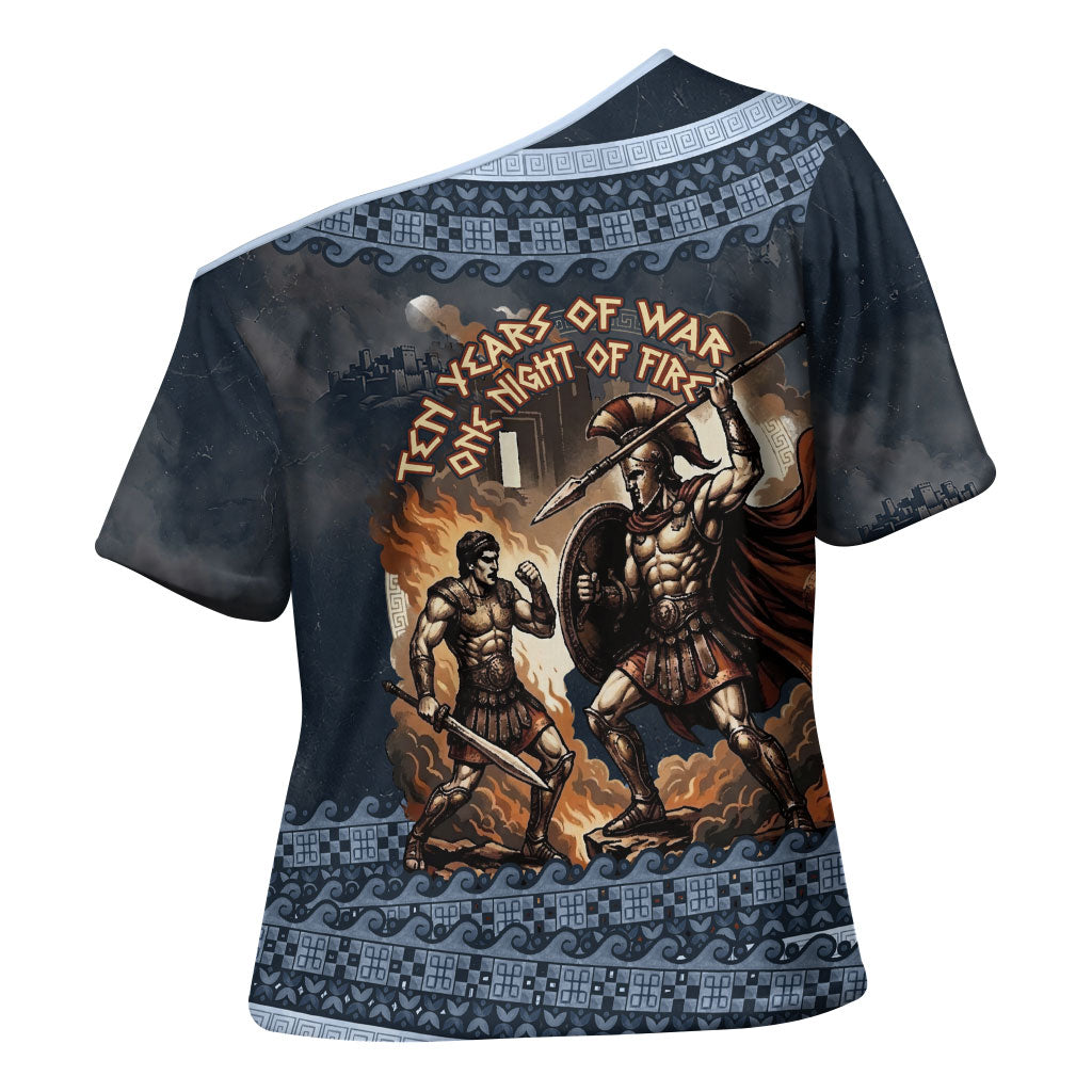 Trojan War Glory Outlives Warrior Cross Shoulder Shirt Spartan Achilles Warrior Battle Greek