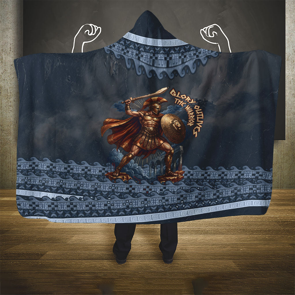 Trojan War Glory Outlives Warrior Hooded Blanket Spartan Achilles Warrior Battle Greek