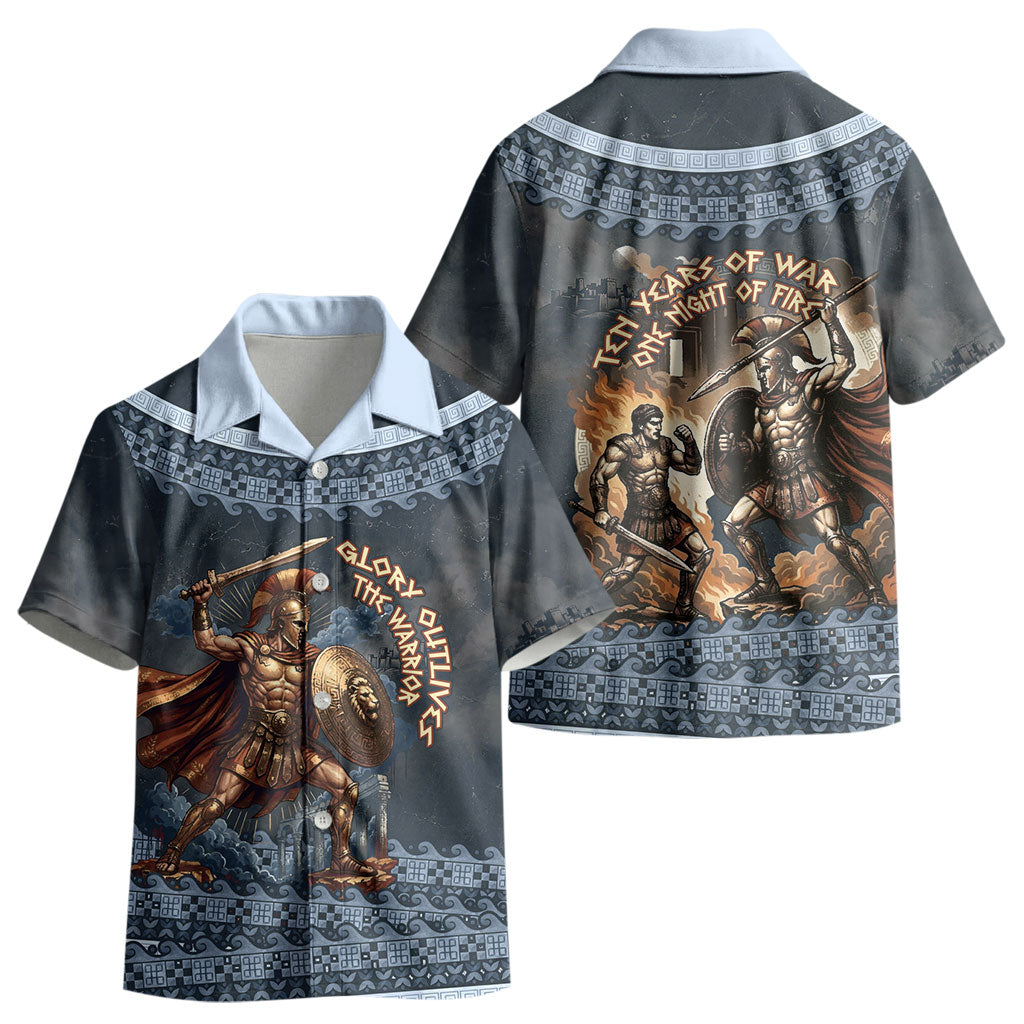 Trojan War Glory Outlives Warrior Kid Hawaiian Shirt Spartan Achilles Warrior Battle Greek