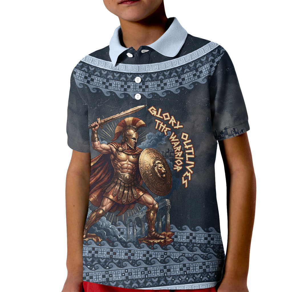 Trojan War Glory Outlives Warrior Kid Polo Shirt Spartan Achilles Warrior Battle Greek