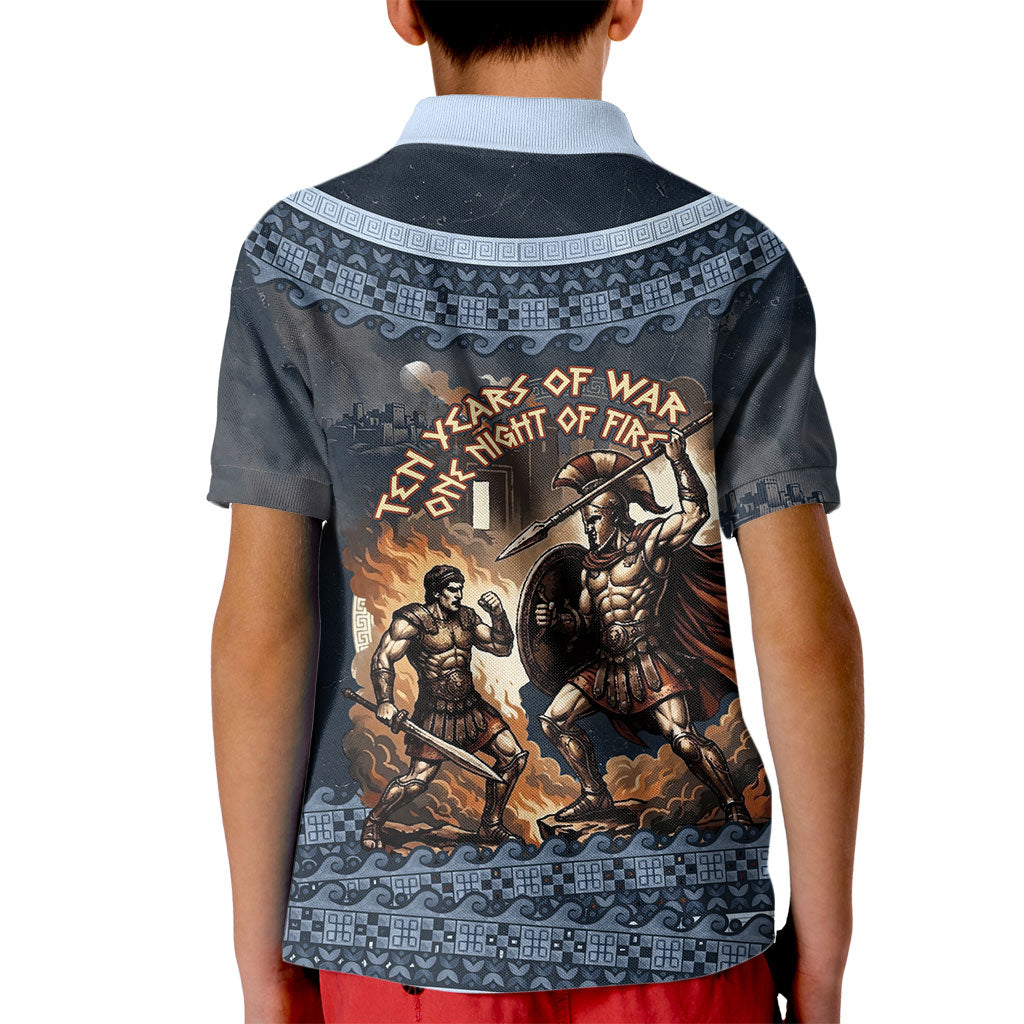 Trojan War Glory Outlives Warrior Kid Polo Shirt Spartan Achilles Warrior Battle Greek