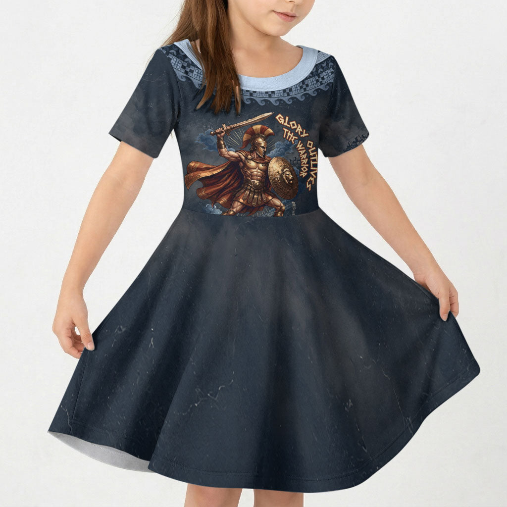 Trojan War Glory Outlives Warrior Kid Short Sleeve Dress Spartan Achilles Warrior Battle Greek
