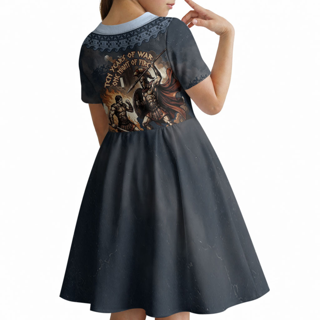 Trojan War Glory Outlives Warrior Kid Short Sleeve Dress Spartan Achilles Warrior Battle Greek