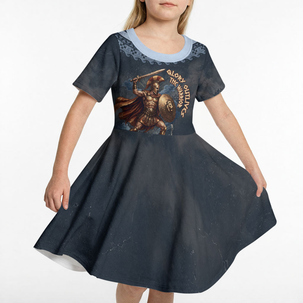 Trojan War Glory Outlives Warrior Kid Short Sleeve Dress Spartan Achilles Warrior Battle Greek