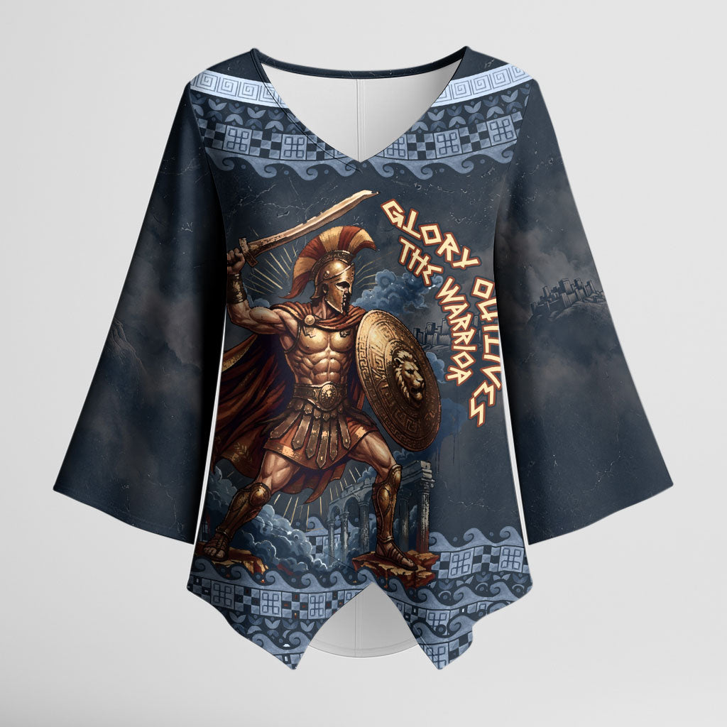 Trojan War Glory Outlives Warrior Kimono Sleeve Blouse Spartan Achilles Warrior Battle Greek