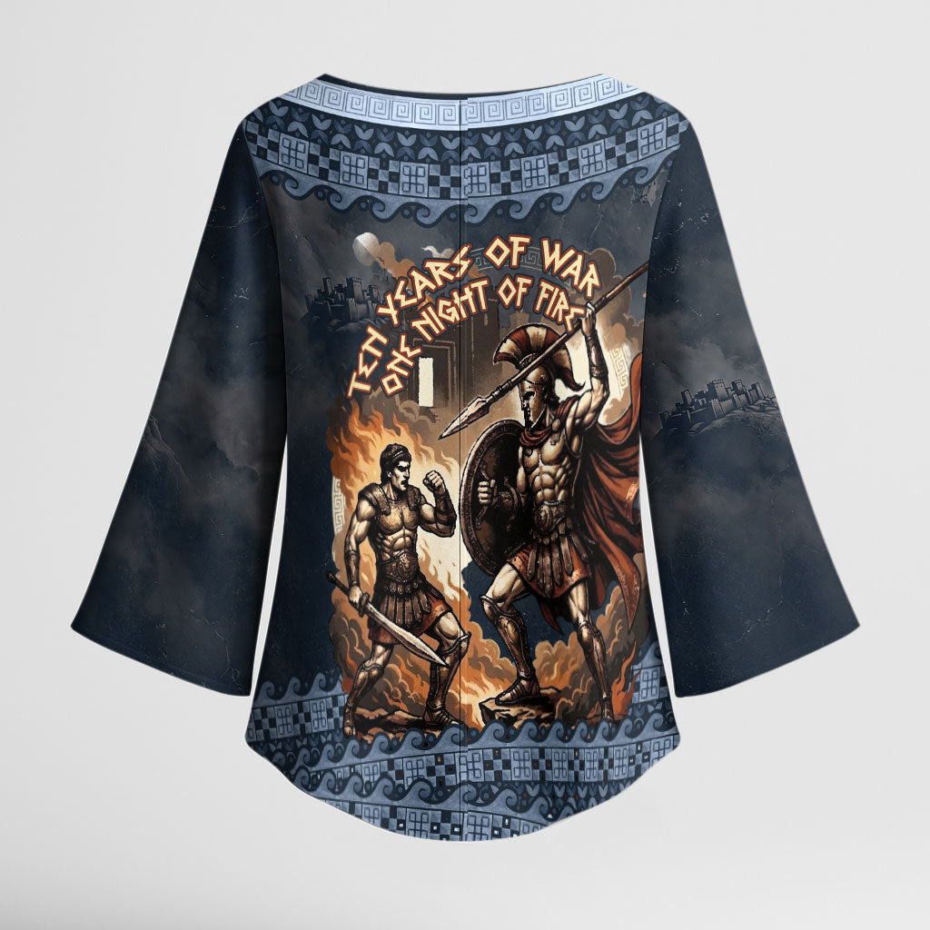 Trojan War Glory Outlives Warrior Kimono Sleeve Blouse Spartan Achilles Warrior Battle Greek