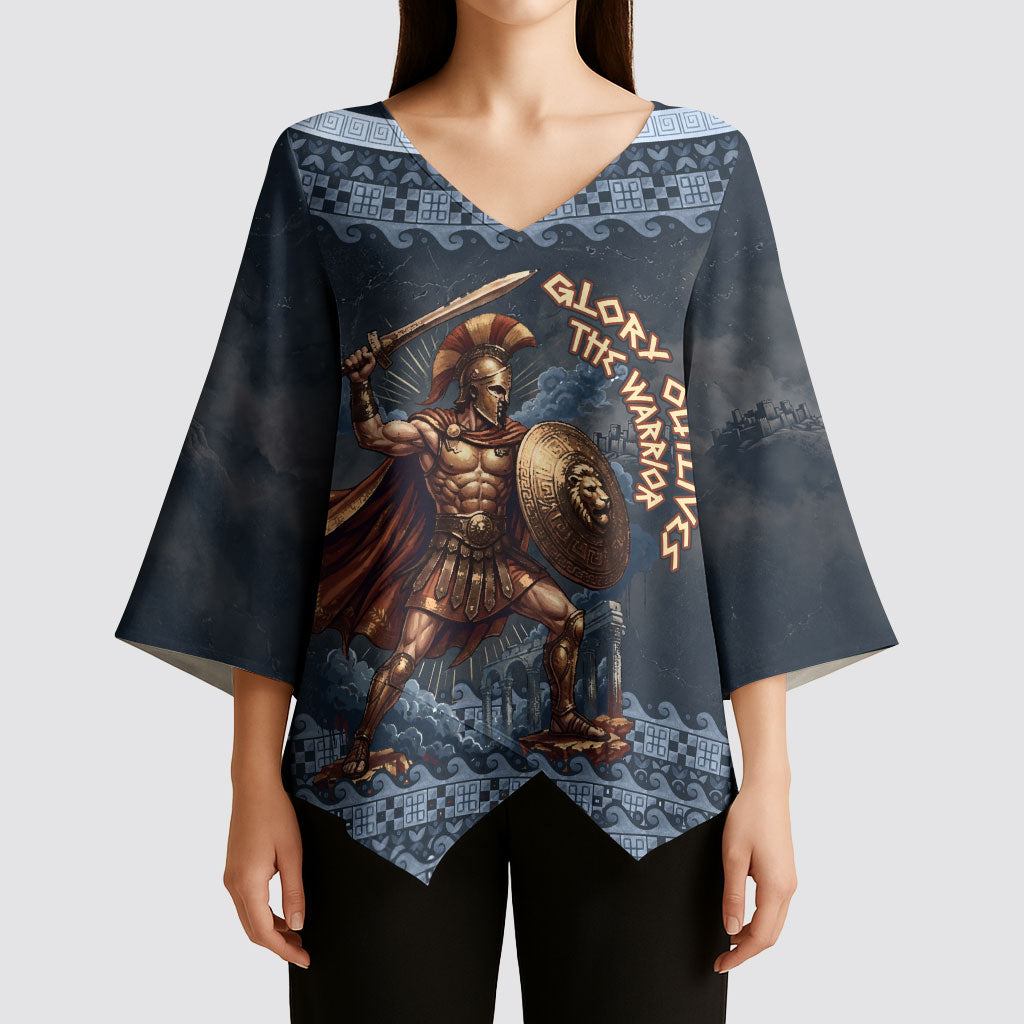 Trojan War Glory Outlives Warrior Kimono Sleeve Blouse Spartan Achilles Warrior Battle Greek
