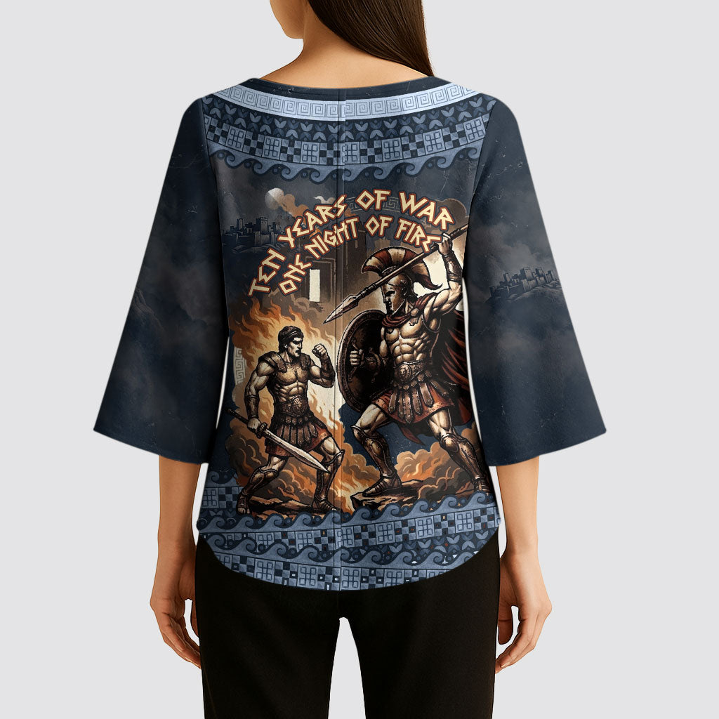 Trojan War Glory Outlives Warrior Kimono Sleeve Blouse Spartan Achilles Warrior Battle Greek