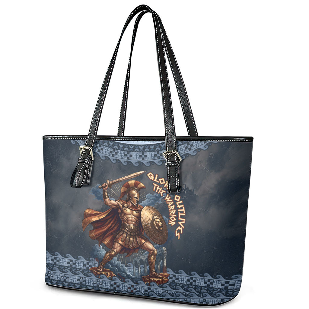 Trojan War Glory Outlives Warrior Leather Tote Bag Spartan Achilles Warrior Battle Greek