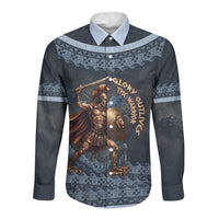Trojan War Glory Outlives Warrior Long Sleeve Button Shirt Spartan Achilles Warrior Battle Greek