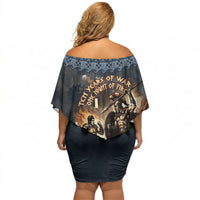 Trojan War Glory Outlives Warrior Off Shoulder Short Dress Spartan Achilles Warrior Battle Greek