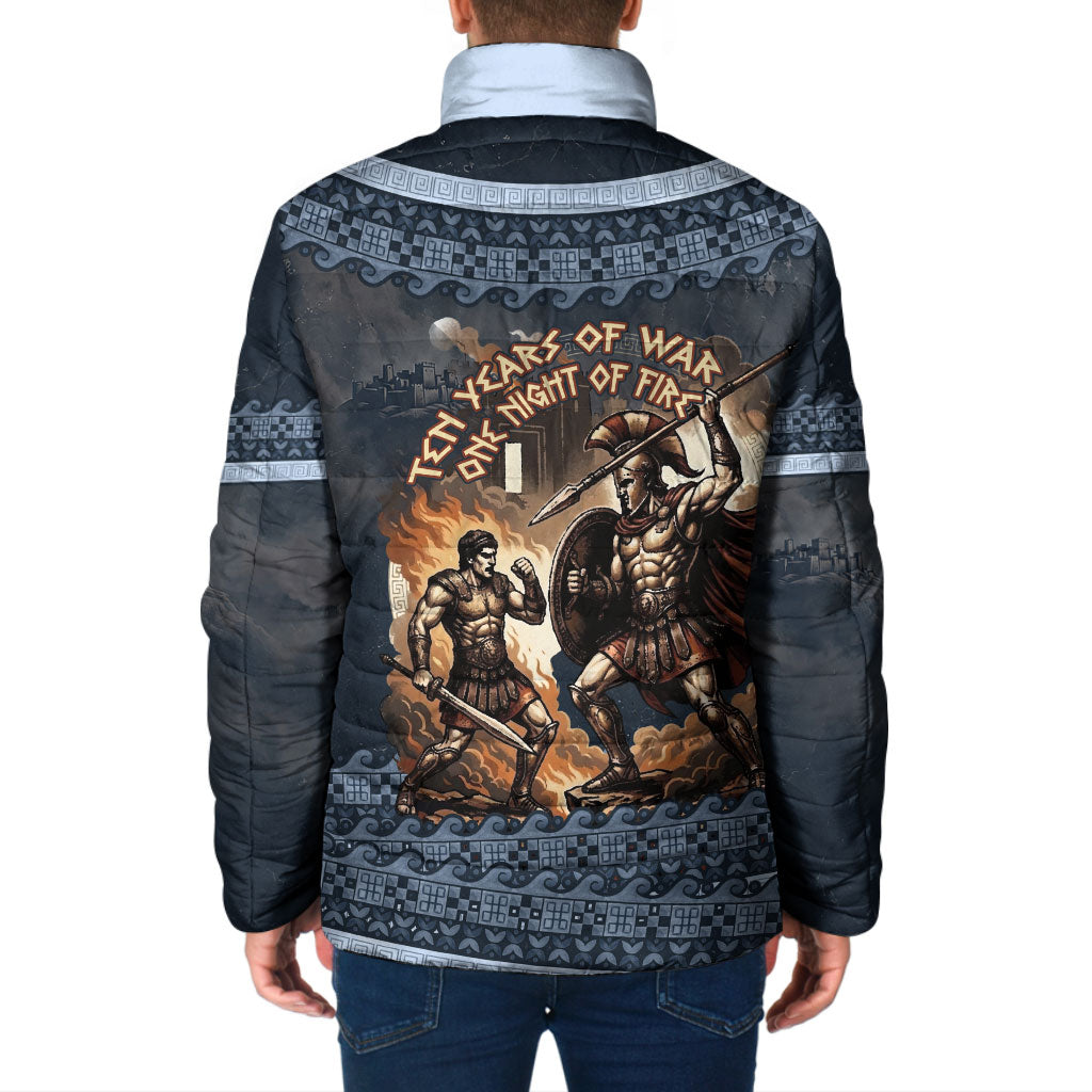 Trojan War Glory Outlives Warrior Padded Jacket Spartan Achilles Warrior Battle Greek