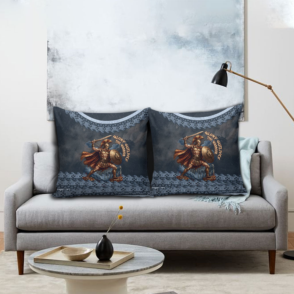 Trojan War Glory Outlives Warrior Pillow Cover Spartan Achilles Warrior Battle Greek