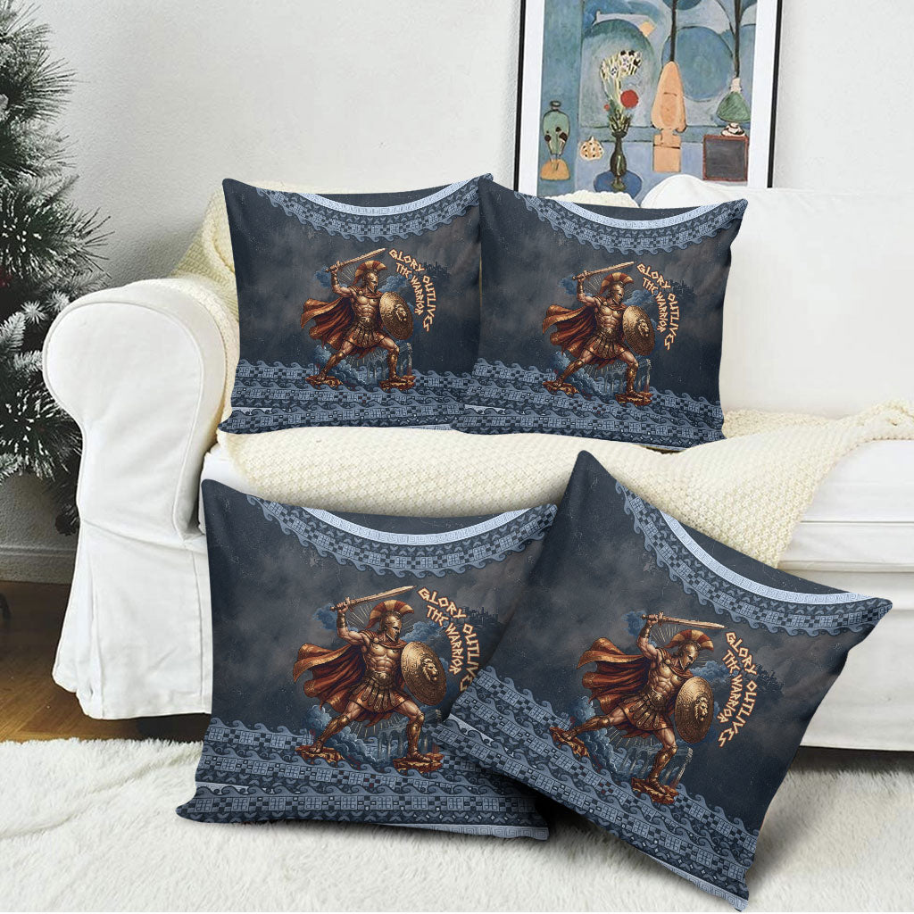 Trojan War Glory Outlives Warrior Pillow Cover Spartan Achilles Warrior Battle Greek