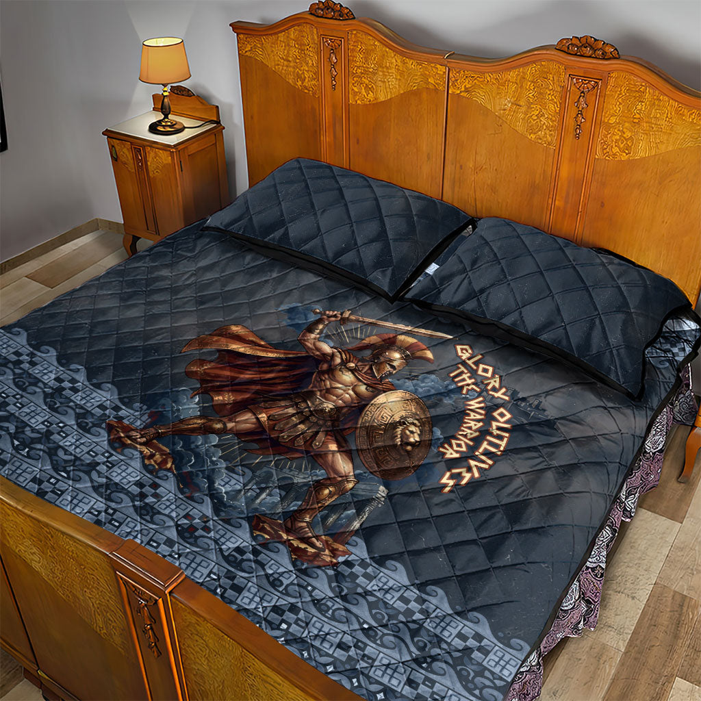 Trojan War Glory Outlives Warrior Quilt Bed Set Spartan Achilles Warrior Battle Greek