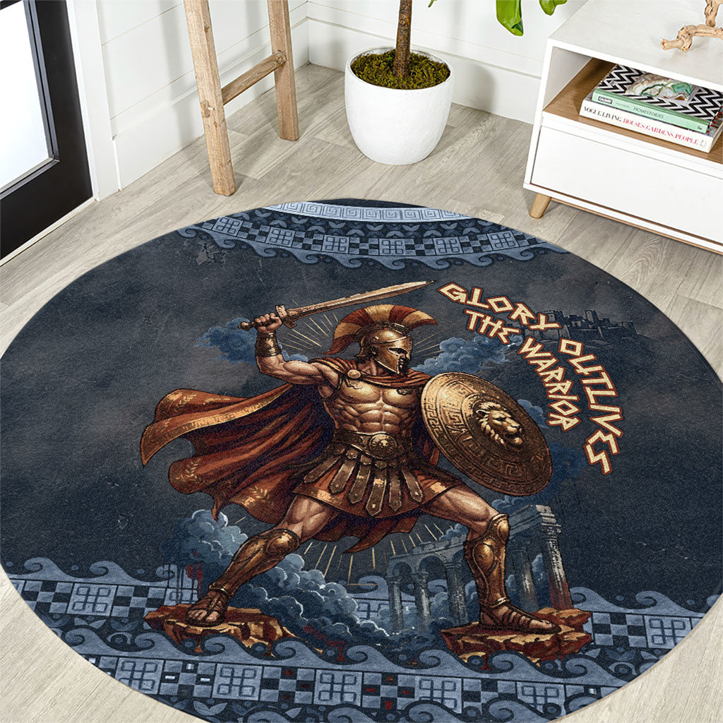 Trojan War Glory Outlives Warrior Round Carpet Spartan Achilles Warrior Battle Greek