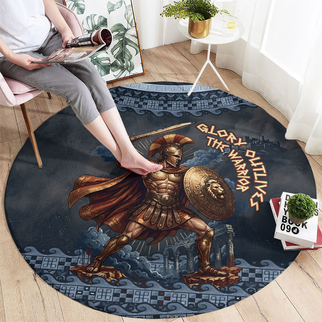 Trojan War Glory Outlives Warrior Round Carpet Spartan Achilles Warrior Battle Greek
