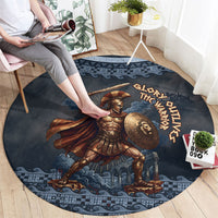Trojan War Glory Outlives Warrior Round Carpet Spartan Achilles Warrior Battle Greek