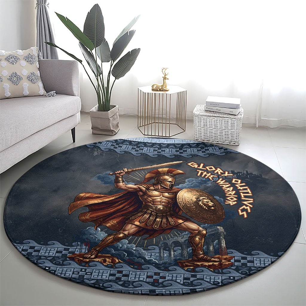 Trojan War Glory Outlives Warrior Round Carpet Spartan Achilles Warrior Battle Greek