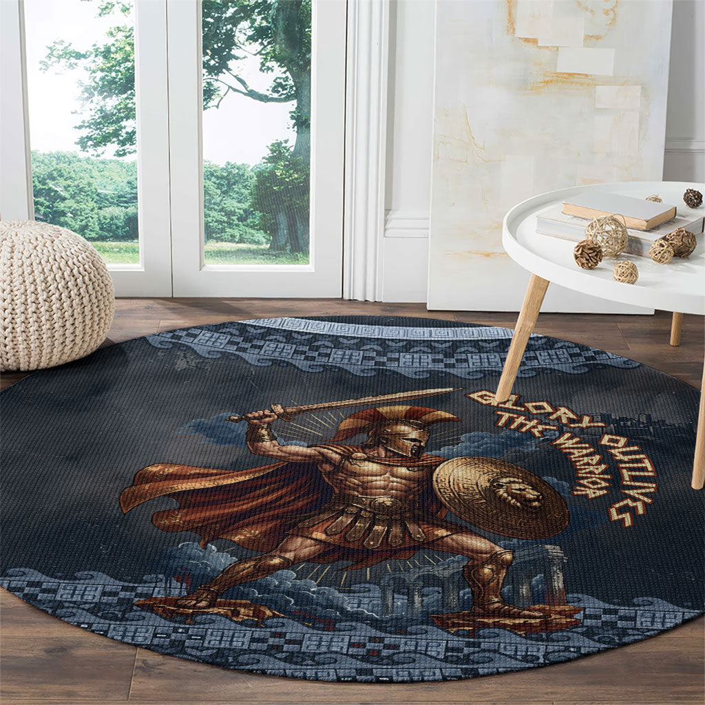 Trojan War Glory Outlives Warrior Round Carpet Spartan Achilles Warrior Battle Greek