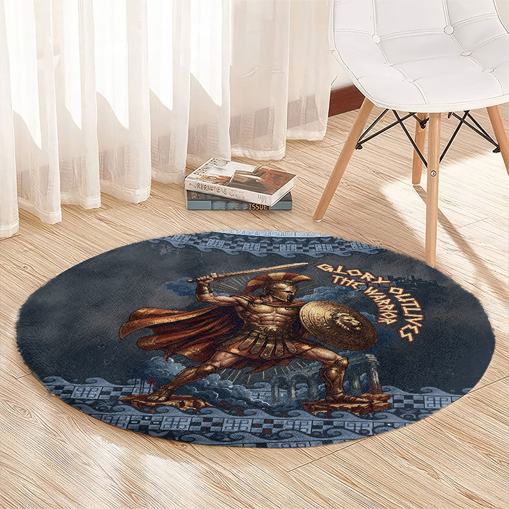 Trojan War Glory Outlives Warrior Round Carpet Spartan Achilles Warrior Battle Greek