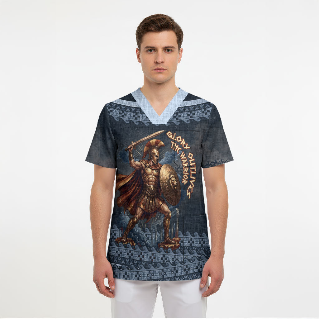 Trojan War Glory Outlives Warrior Scrub Top Spartan Achilles Warrior Battle Greek