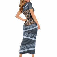 Trojan War Glory Outlives Warrior Short Sleeve Bodycon Dress Spartan Achilles Warrior Battle Greek