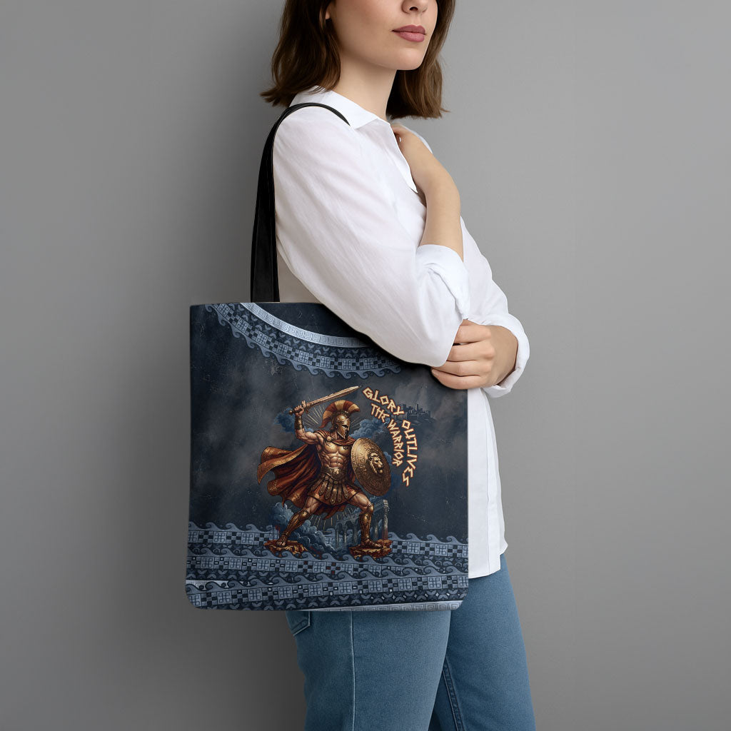 Trojan War Glory Outlives Warrior Tote Bag Spartan Achilles Warrior Battle Greek
