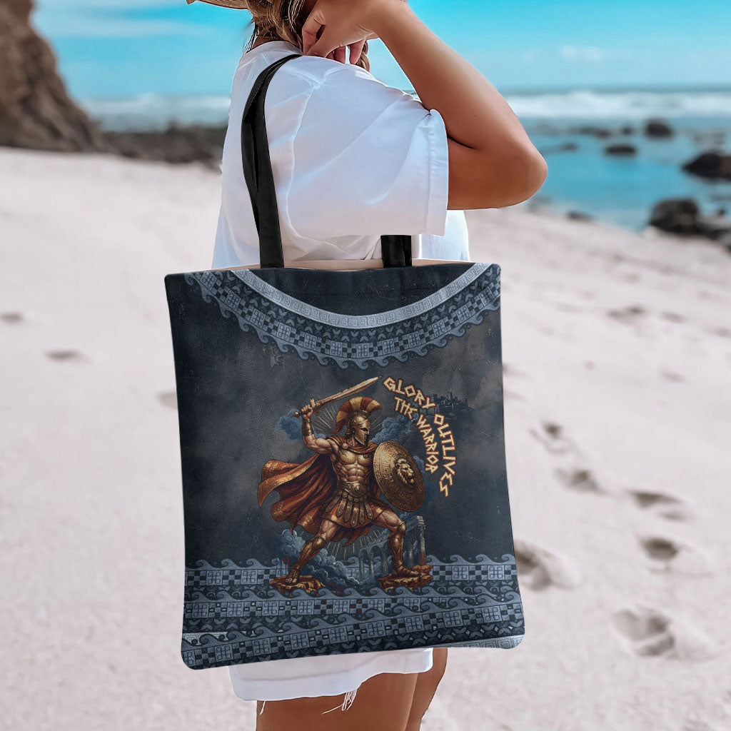 Trojan War Glory Outlives Warrior Tote Bag Spartan Achilles Warrior Battle Greek