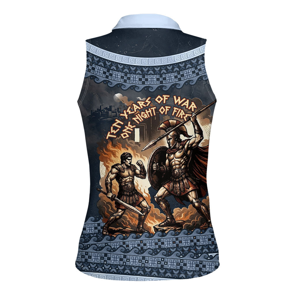 Trojan War Glory Outlives Warrior Women Sleeveless Polo Shirt Spartan Achilles Warrior Battle Greek