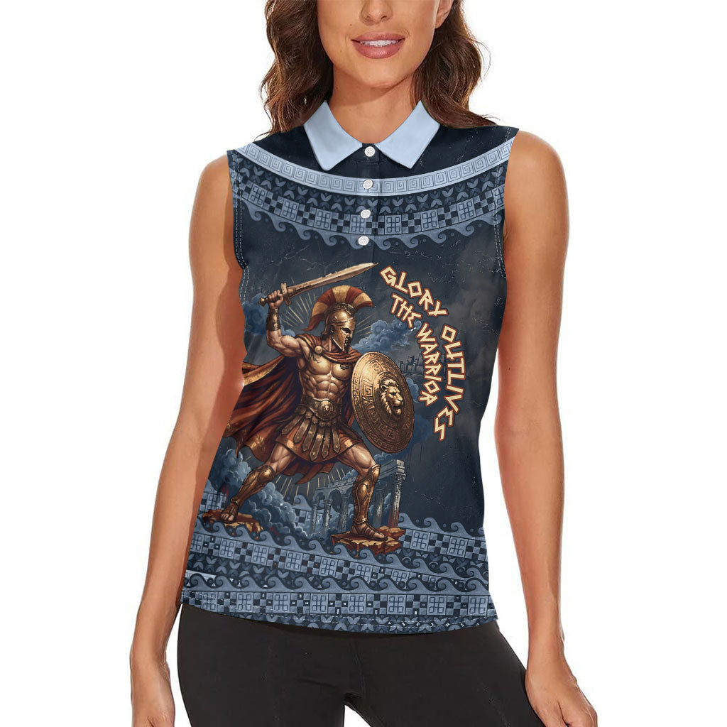 Trojan War Glory Outlives Warrior Women Sleeveless Polo Shirt Spartan Achilles Warrior Battle Greek
