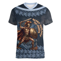 Trojan War Glory Outlives Warrior Women V-Neck T-Shirt Spartan Achilles Warrior Battle Greek