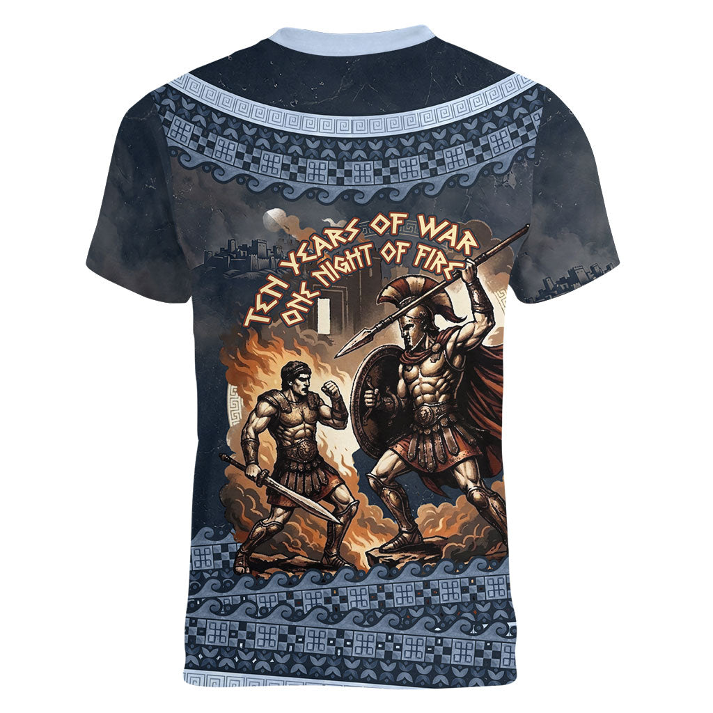Trojan War Glory Outlives Warrior Women V-Neck T-Shirt Spartan Achilles Warrior Battle Greek