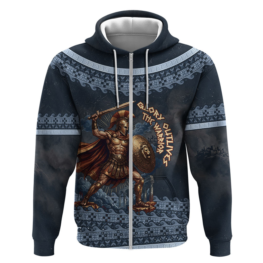 Trojan War Glory Outlives Warrior Zip Hoodie Spartan Achilles Warrior Battle Greek