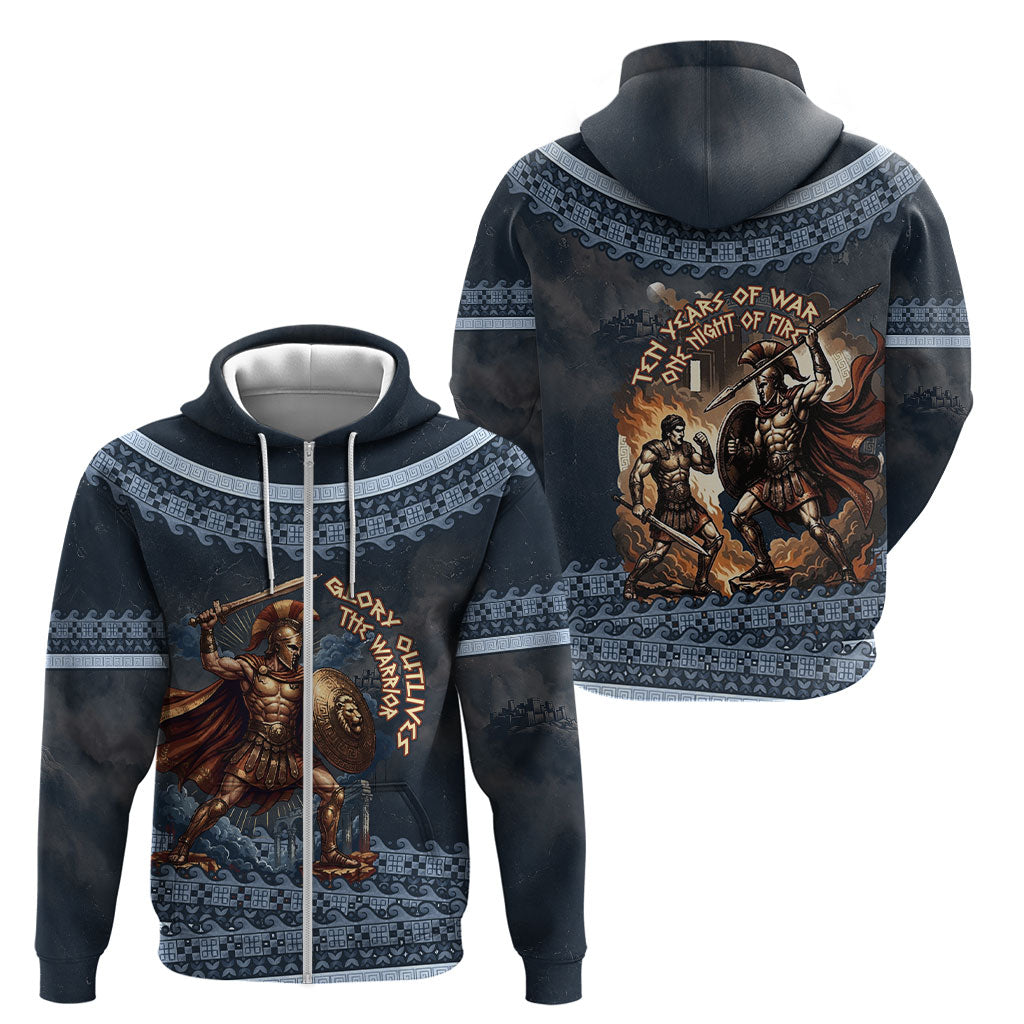 Trojan War Glory Outlives Warrior Zip Hoodie Spartan Achilles Warrior Battle Greek