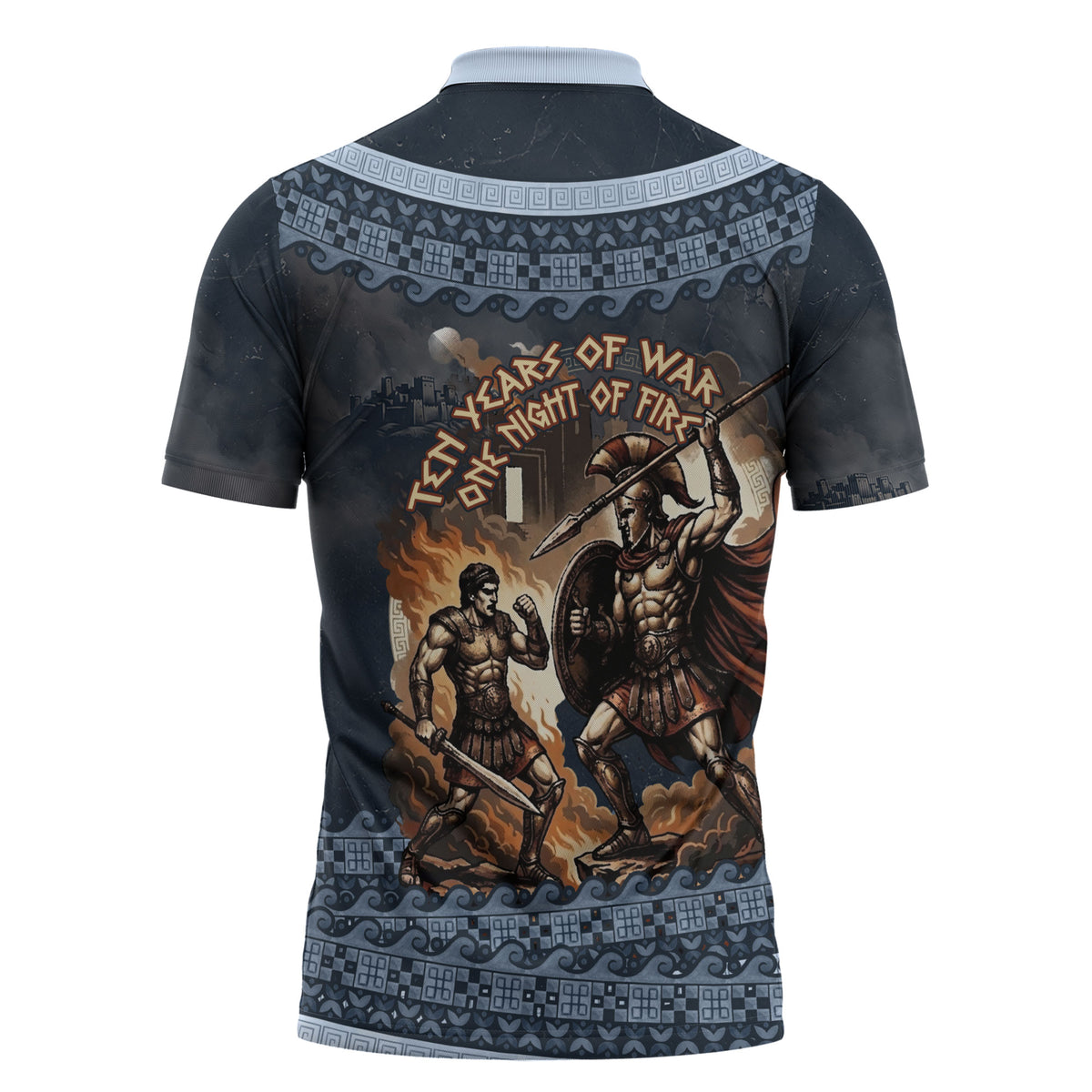 Trojan War Glory Outlives Warrior Zipper Polo Shirt Spartan Achilles Warrior Battle Greek