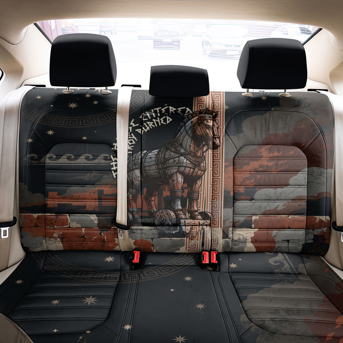 Trojan War Horse Entered Burned Back Car Seat Cover Greek Wooden Trojan Horse Spartan Warrior