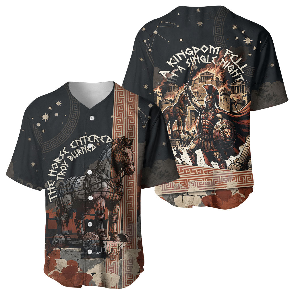 Trojan War Horse Entered Burned Baseball Jersey Greek Wooden Trojan Horse Spartan Warrior