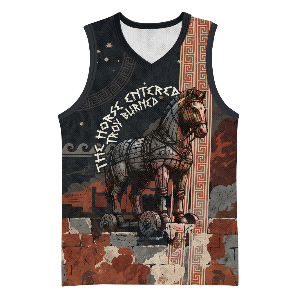 Trojan War Horse Entered Burned Basketball Jersey Greek Wooden Trojan Horse Spartan Warrior