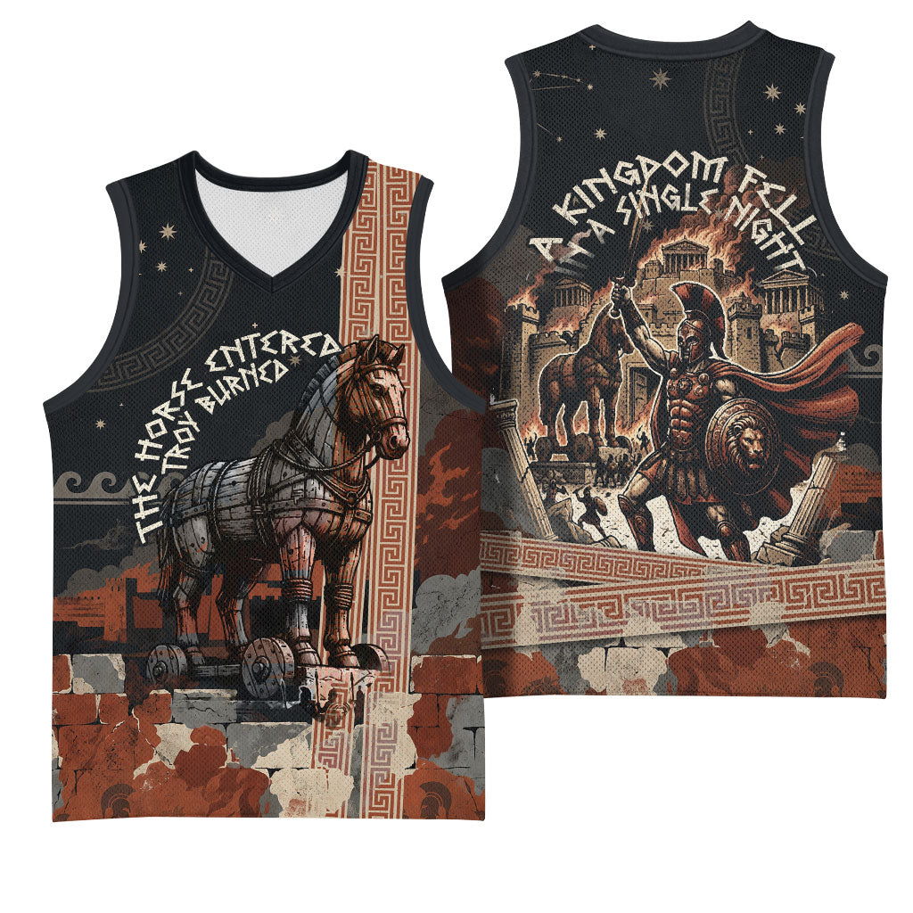 Trojan War Horse Entered Burned Basketball Jersey Greek Wooden Trojan Horse Spartan Warrior