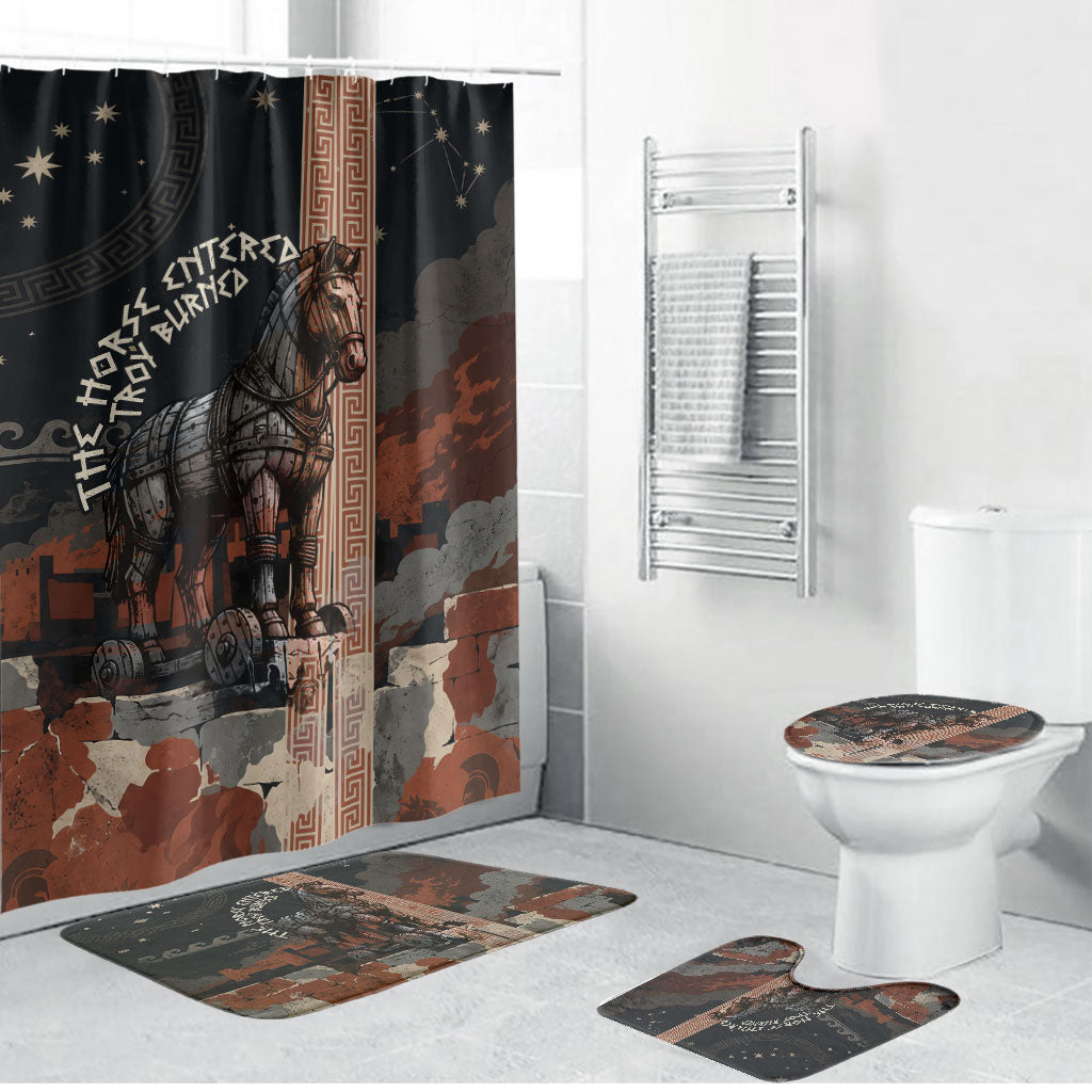 Trojan War Horse Entered Burned Bathroom Set Greek Wooden Trojan Horse Spartan Warrior