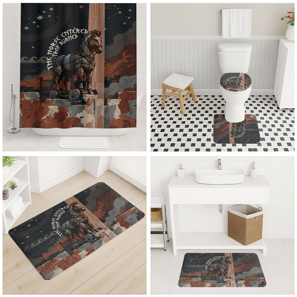 Trojan War Horse Entered Burned Bathroom Set Greek Wooden Trojan Horse Spartan Warrior
