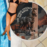 Trojan War Horse Entered Burned Beach Blanket Greek Wooden Trojan Horse Spartan Warrior