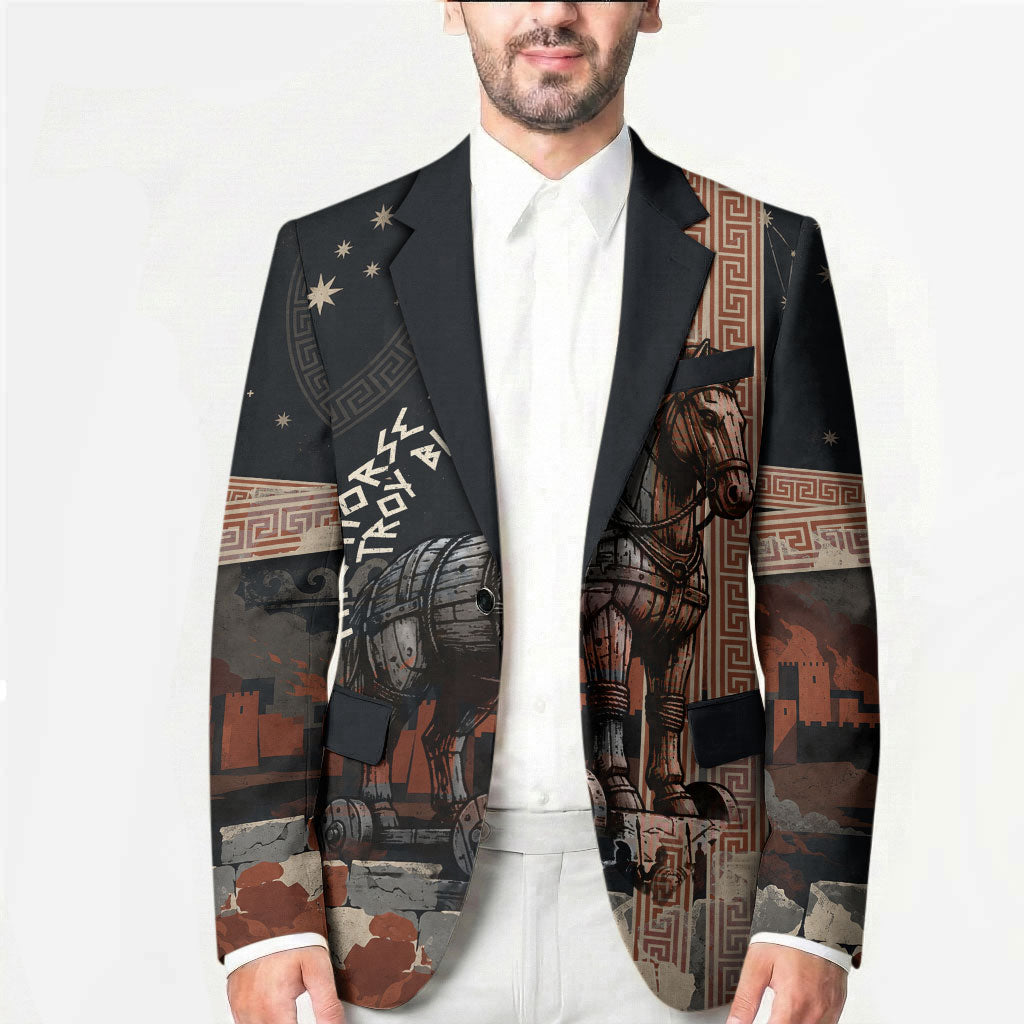 Trojan War Horse Entered Burned Blazer Greek Wooden Trojan Horse Spartan Warrior