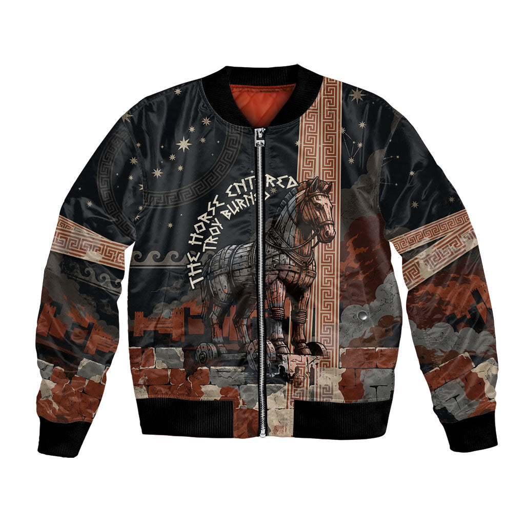 Trojan War Horse Entered Burned Bomber Jacket Greek Wooden Trojan Horse Spartan Warrior