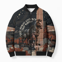 Trojan War Horse Entered Burned Bomber Puffer Jacket Greek Wooden Trojan Horse Spartan Warrior