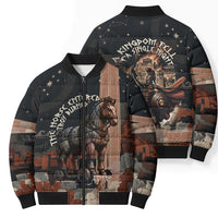 Trojan War Horse Entered Burned Bomber Puffer Jacket Greek Wooden Trojan Horse Spartan Warrior