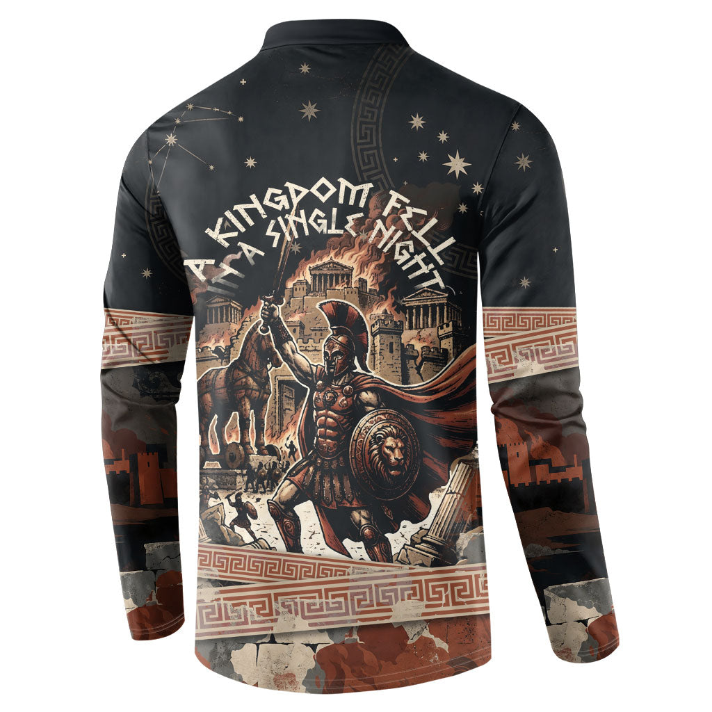 Trojan War Horse Entered Burned Button Sweatshirt Greek Wooden Trojan Horse Spartan Warrior