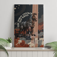 Trojan War Horse Entered Burned Canvas Wall Art Greek Wooden Trojan Horse Spartan Warrior